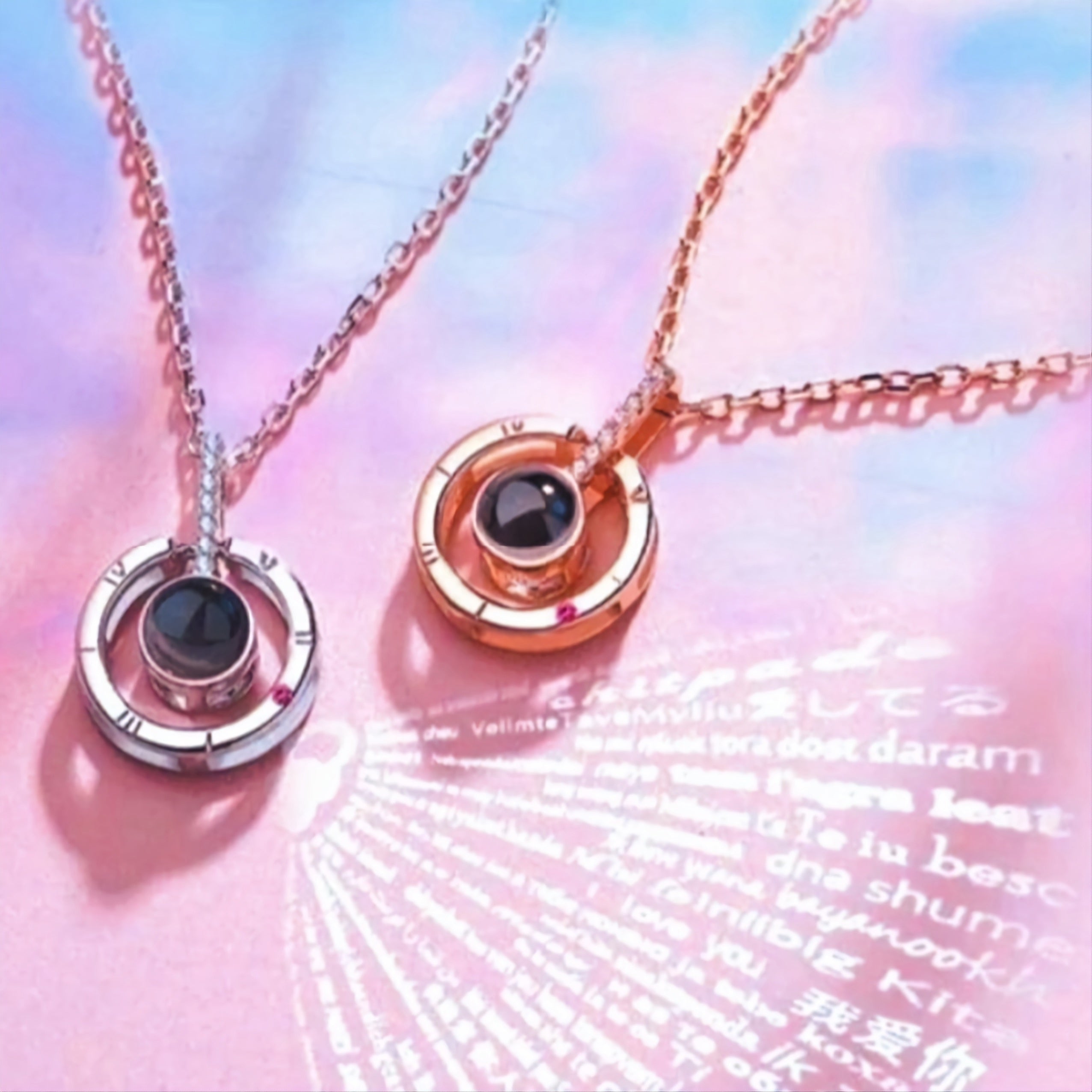 Love Circle 100 Languages Necklace – Mermaid Noir